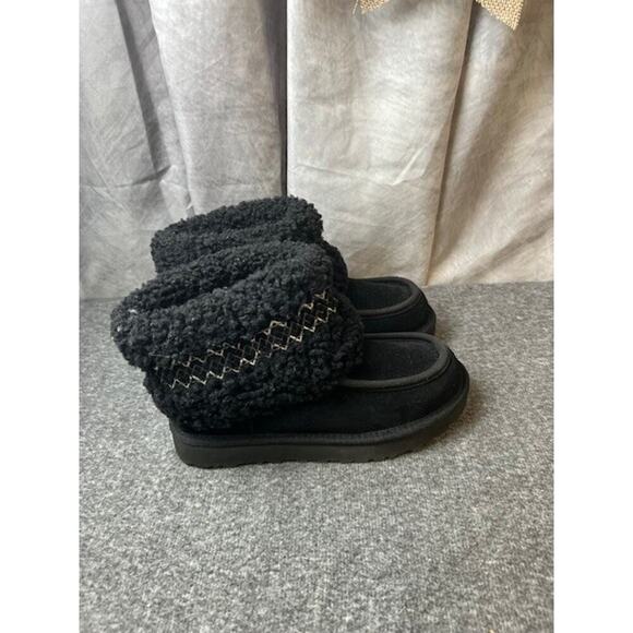 UGG Classic Ultra Mini Braid Slip-On Sheepskin Boots Booties Black 5 NEW $160 - Picture 2 of 7